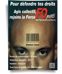 Affiche, Employé jeune, Tenir hors de portée des revendications